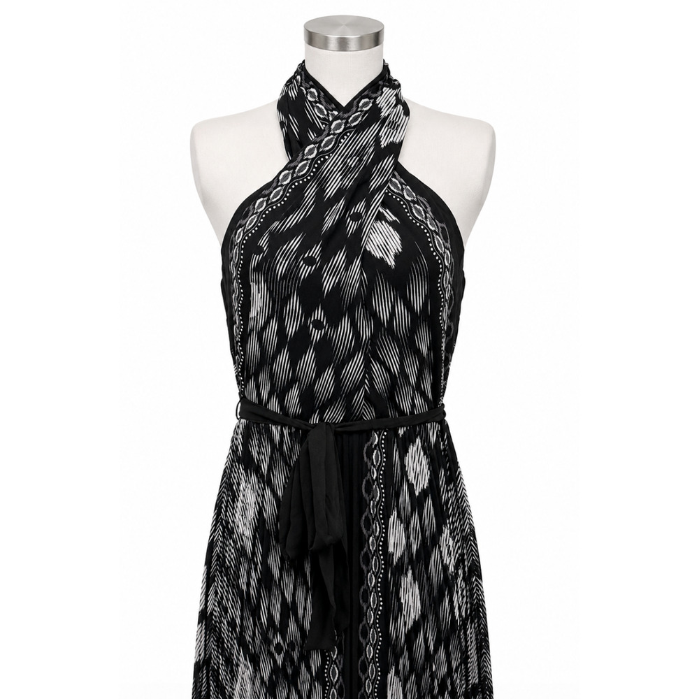 NWT WHITE HOUSE BLACK MARKET WHBM IKAT PRINT HALTER MAXI HALTER DRESS SZ 6 - Picture 9 of 16